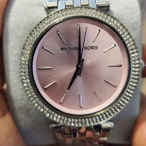Michael Kors Silver and Pink Women's Watch
